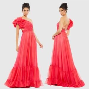 NWT Mac Duggal 67941 One Shoulder Lace-Up Dress Size 2